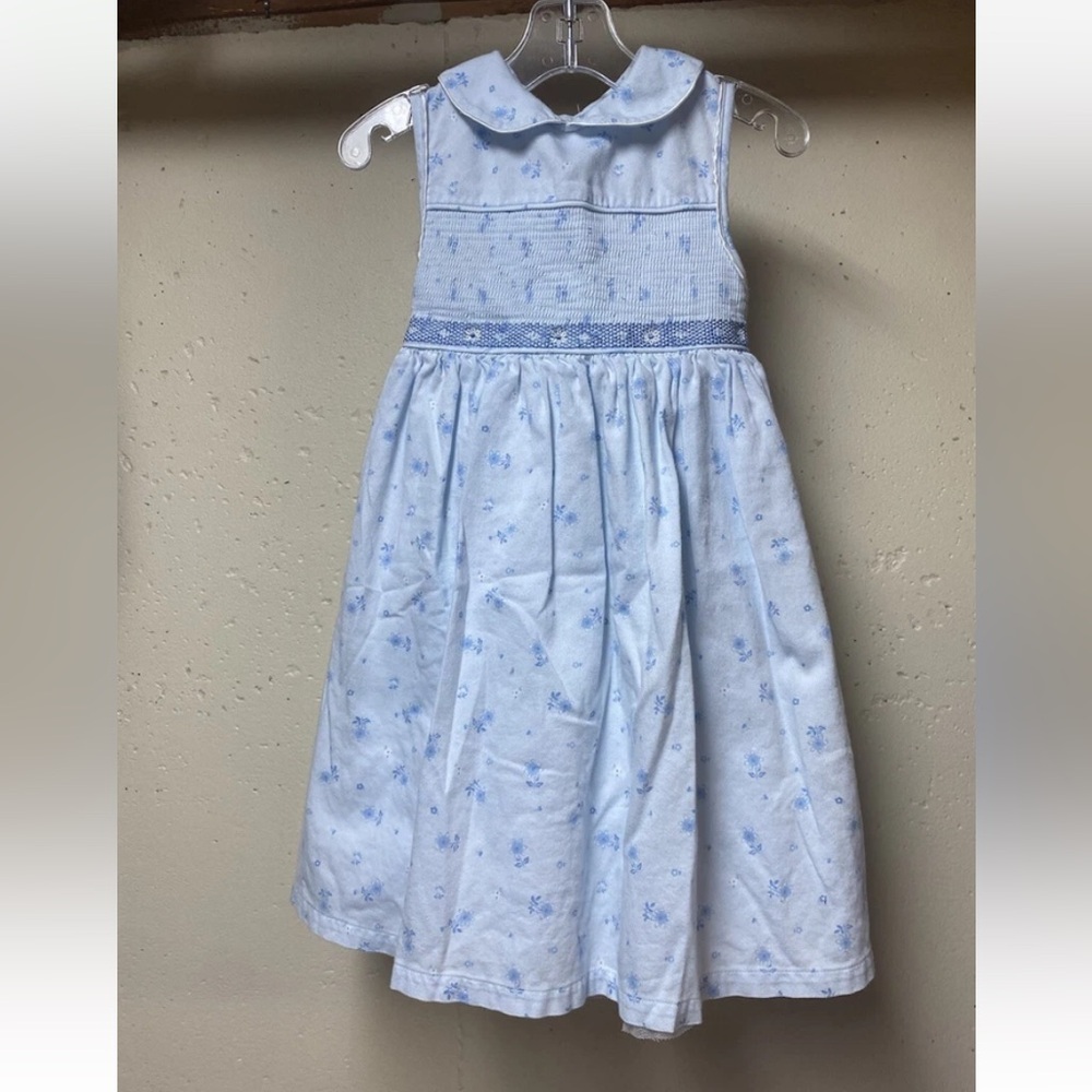 Vintage B.T kids Sleeveless Blue Floral dress girls size 4 Toddler
